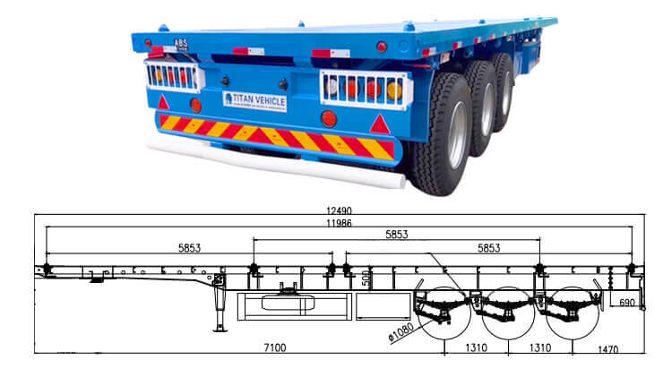 3 Axle 60 Ton Flat Bed Trailer for Sale Near Me in Dominican Republic